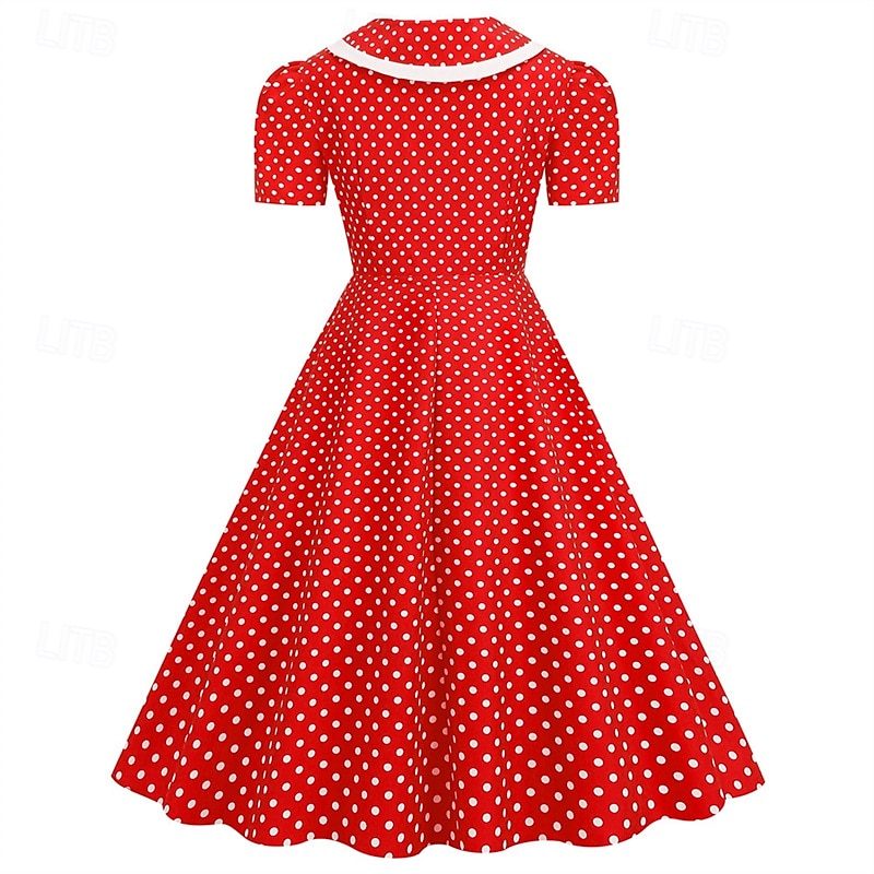 Retro 50. léta Rockabilly Šaty Houpací šaty Maškarní kostým Dámské Karneval Plesová maškaráda Denní nošení loučení se svobodou nevěsty Dospělé Šaty Šaty pro návrat domů 2025 - $23.99 –P9