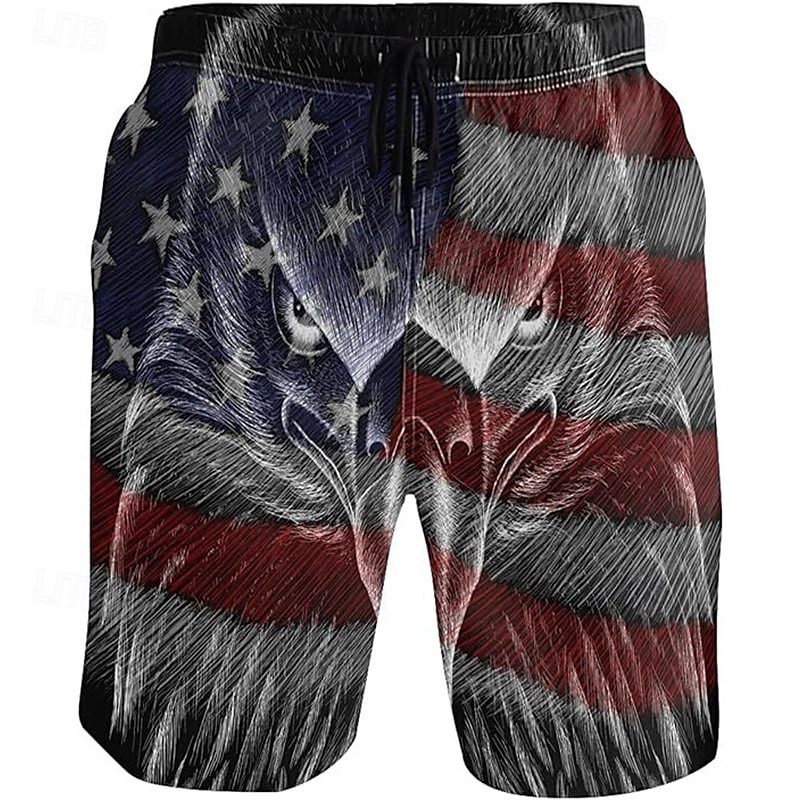 Herren Bademode Surfshorts Badehose Schwimmshorts kurz 4-Wege-Stretchgewebe Surfshorts Unten Kordelzug Mit Taschen Schwimmen Surfen Strand Wassersport Bedruckt Nationalflagge Sommer Frühling 2025 - $12.99 –P4