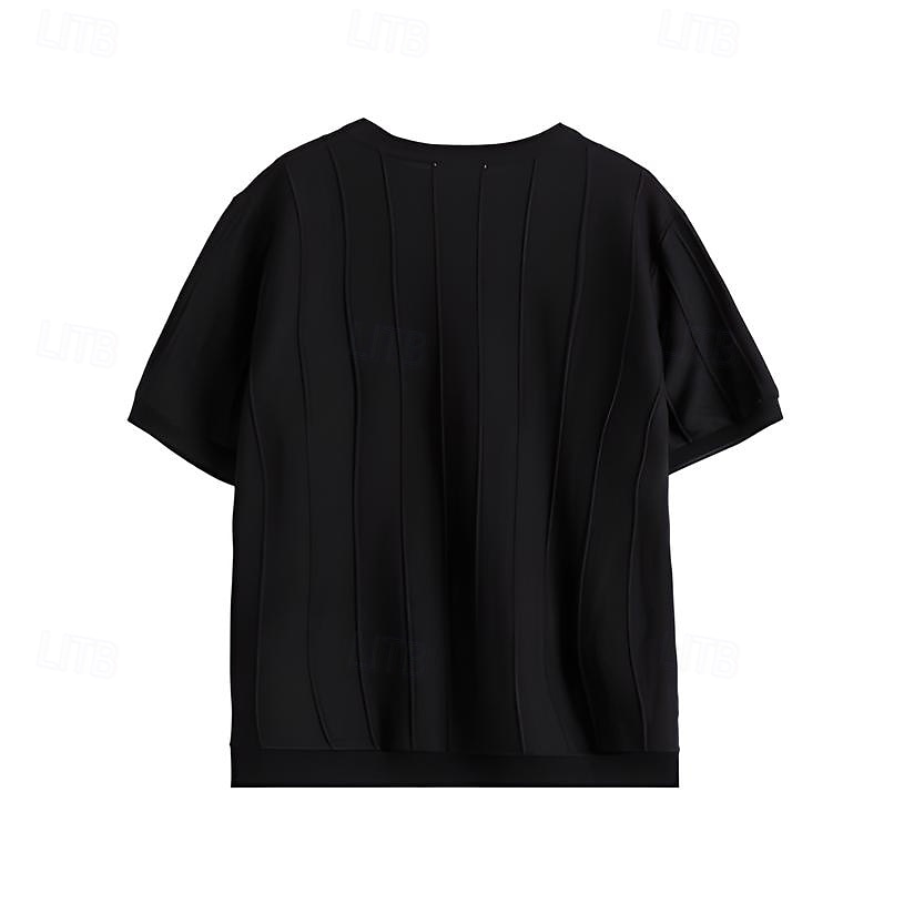 Men's T Shirt Short Sleeve Crew Neck Summer Spring Vertical Stripes Knitwear Elegant Vacation Knitting School Vacation Home Dark Red Black White Top Tee for Men 2025 - $27.99 –P16