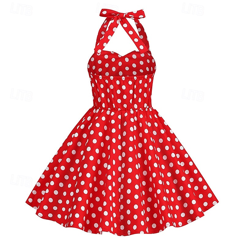 Retro 50. léta Rockabilly Šaty Houpací šaty Puntíky Dívčí Karneval Plesová maškaráda Denní nošení loučení se svobodou nevěsty Dětské Šaty 2025 - $27.99 –P3