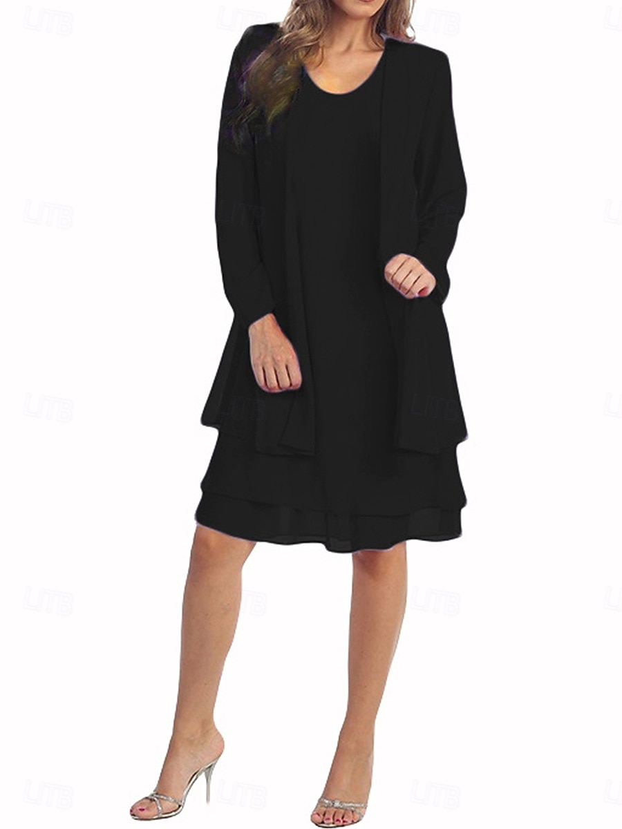 Women's Knee Length Dress Chiffon Dress Casual Dress Dress Set Elegant Casual Daily Weekend Loose Fit Plain Long Sleeve Crew Neck Black Wine Navy Blue Royal Blue Summer Spring Fall 2026 - $47.99 Women's Knee Length Dress Chiffon Dress Casual Dress Dress Set Elegant Casual Daily Weekend Loose Fit Plain Long Sleeve Crew Neck Black Wine Navy Blue Royal Blue Summer Spring Fall 2026 - $47.99