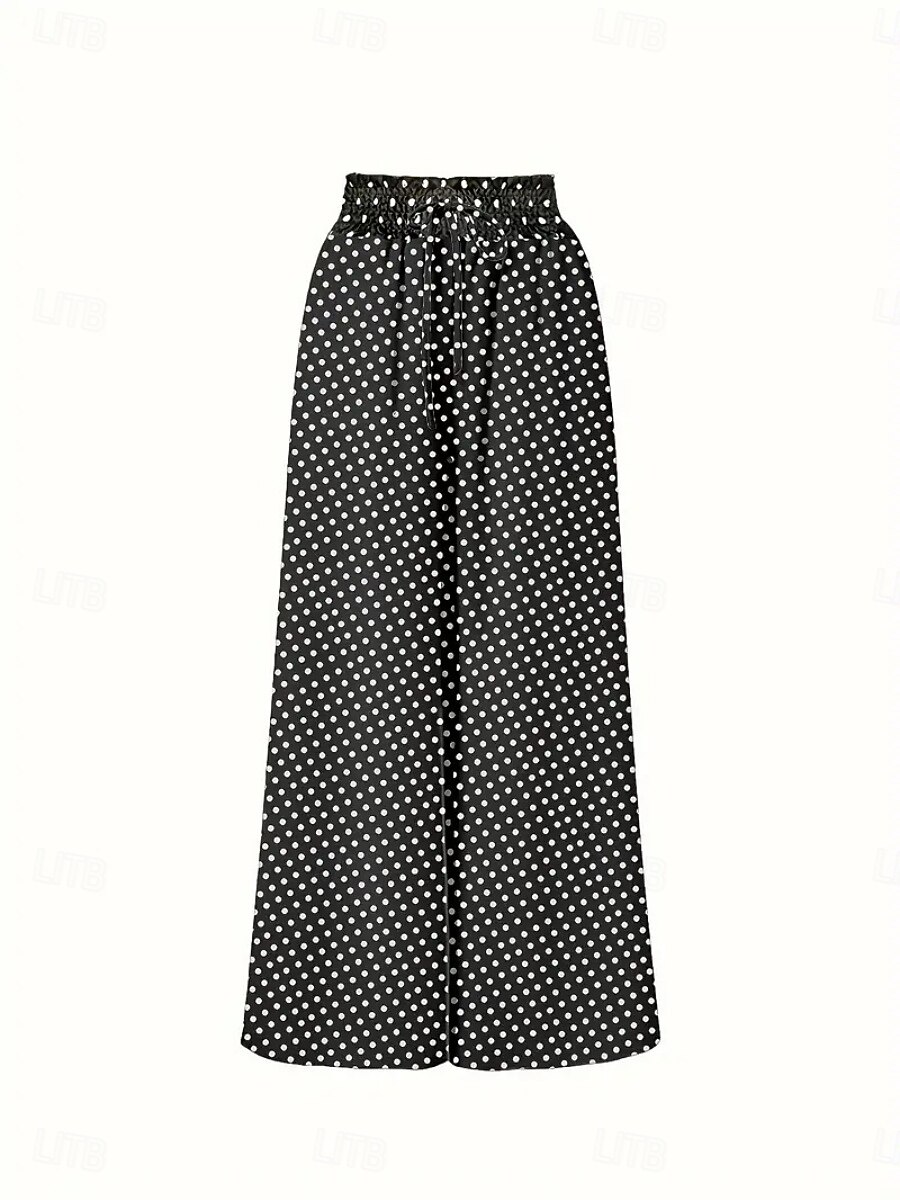 Damskie Spódnica Moda Codzienny Maxi Wysoka talia Spódnice Groszki Kieszeń Nadruk Średnio elastyczny Ulica Codzienny Czarny Żółty Czerwony Lato Poliester 2025 - $26.99 -P3