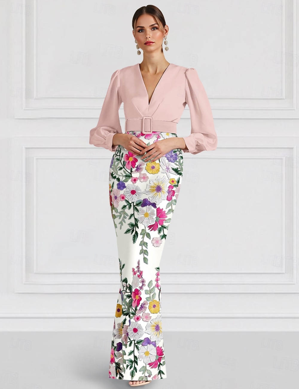 A-Linje kveldsdrakt elegant kjole formell bryllup gulvlengde lang erme en skulder sateng med sløyfer splitt broderi 2025 - $179.99 –P1