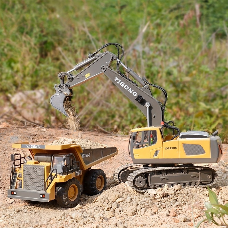 Remote Control Excavator Toy For 6-12 Yr Boys Best Birthday Gifts For Kids 4-7 8 9 10 11 Year Old RC Construction Toys With Metal Shovel Lights Sounds 2.4Ghz 2025 - $72.99 –P4