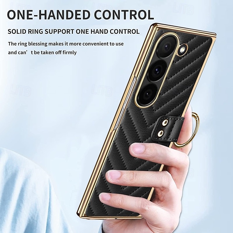 Phone Case For Samsung Galaxy Z Fold 6 Z Fold 5 Z Fold 4 Z Fold 3 Back Cover Magnetic Support Wireless Charging Ring Buckle Retro PU Leather 2025 - $27.99 –P6