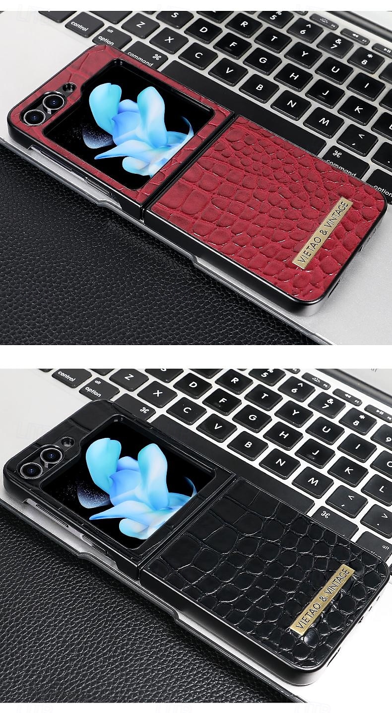 Puhelinpidike Samsung Galaxy Z Flip 5 Z Flip 4 Z Flip 3 takapaneeli iskunkestävä retro PU-nahka 2025 - $19.99 –P1