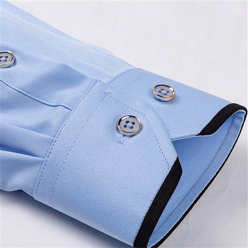 Per uomo Camicie Camicia abbottonata Resistente alle rughe Matrimonio Esterno Blu chiaro Nero Bianco Rosa Manica lunga Estate Primavera Abbigliamento del 2025 a $26.99 –P6