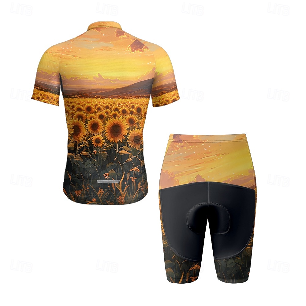 Herr Cykeltröja med shorts Kortärmad Bergscykling Vägcykling Svart Vit Gul Blommig Botanisk Cykel Elastan sporter Blommig Botanisk Kläder 2025 - $38.39 –P10