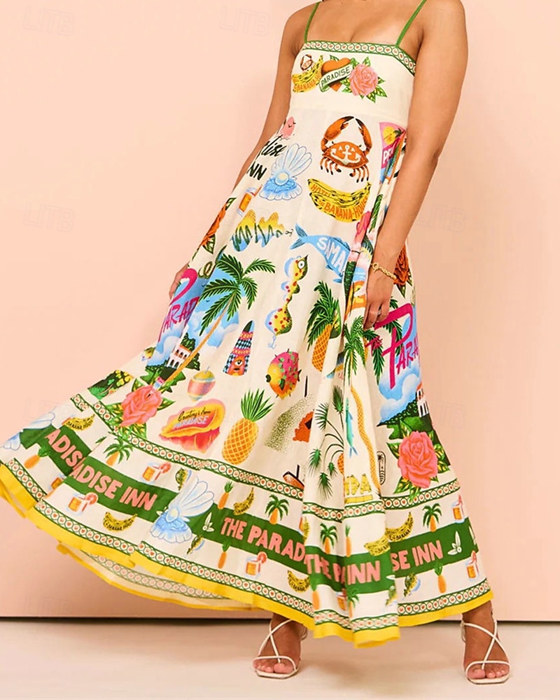 Women's Long Dress Maxi Dress Casual Dress Summer Dress Slip Dress Fashion Outdoor Holiday Date Regular Fit Tree Sleeveless Spaghetti Strap Green Summer Spring 2025 - $26.99 –P4