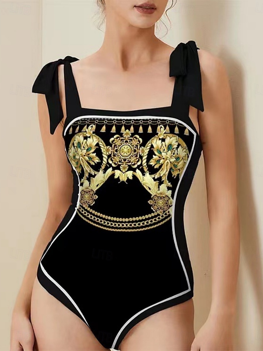 Dame Badetøy 2 stk Monokini Badedrakt T-skjorte i ett stykke Midjekontroll Høy Midje Tynn Åpen rygg Ferie Strand Klær Blomstret Dyp utringing Ermeløs Badedrakter 2026 - $54.99 –P3