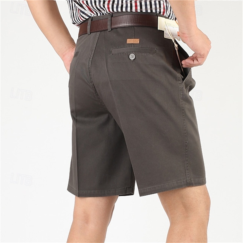 Herren Shorts Kurze Hosen Chino Bermuda Shorts Kleid-Shorts Bermudas Arbeitsshorts Gefaltet Tasche Gerade geschnitten Glatt Atmungsaktiv Kein Eisen Knielänge Outdoor Casual Täglich Modisch 2025 - $23.99 –P7