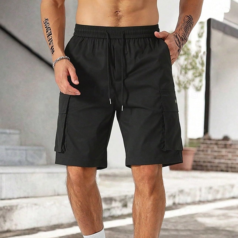 Homens Bermuda Cargo Calção Shorts de verão Com Cordão Cintura elástica Bolso multi Tecido Conforto Vestível Comprimento do joelho Ao ar livre Esporte Diário Moda Casual Preto Verde Claro de 2025 por $18.99 –P4