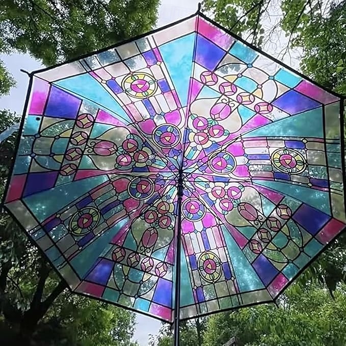Vintage Stained Glass Automatic Umbrella, Hand-Painted Glass Clear Umbrella, Stained Glass Inspired Umbrella, Stained Glass Umbrella for Women Girl, Unique Aesthetic Transparent Umbrella 2025 - $15.99 –P10