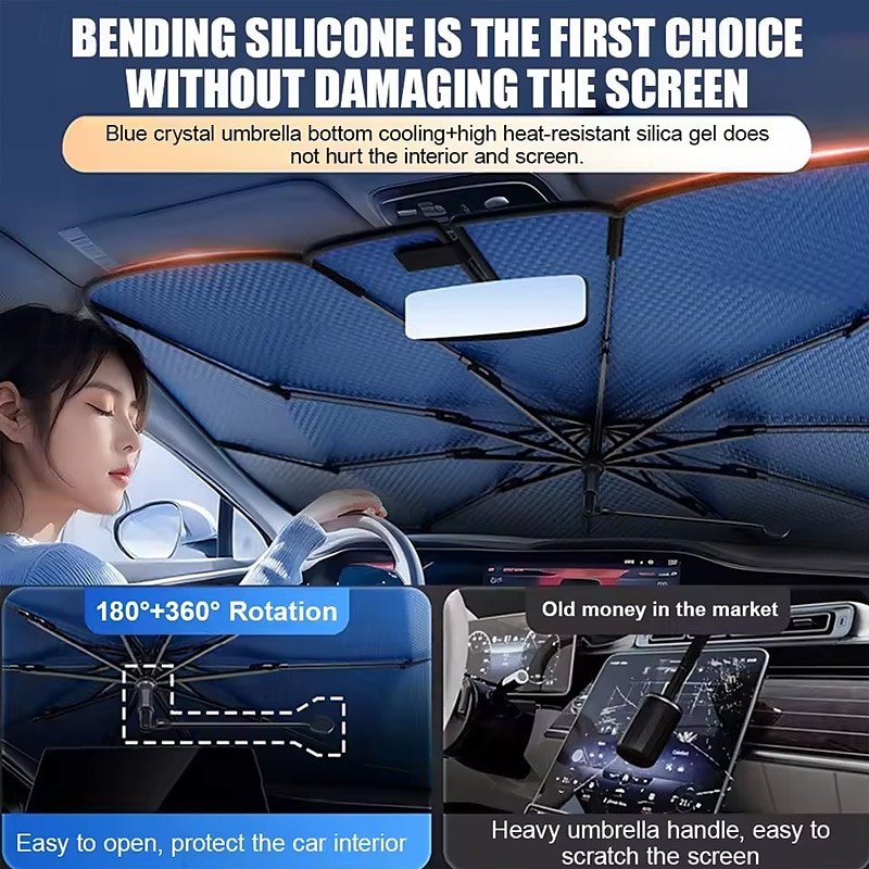 Car Sunshade Windshield Umbrella with 360Rotation Bendable Handle Front Window Sun shade UV Protection Summer Car Accessories 2025 - $31.99 –P1