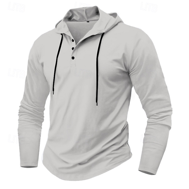 Herren T Shirt Henley Hemd T-Shirt Langarmshirt Langarm Henley Frühling Herbst Einfach Mode Designer Basic Knöpfe Urlaub Straße Ausgehen Schwarz Weiß Marineblau Top T-Shirt für Herren 2025 - $21.99 –P2