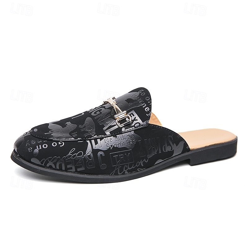 Mules de moda para hombre sin cordones con diseño gráfico, correa ajustable y plantilla cómoda para uso casual y diario. 2025 - $42.99 –P2