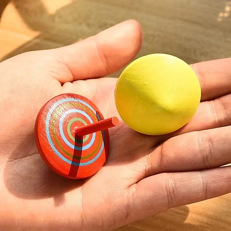 10 piezas de peonzas de madera no tóxicas de colores, juguete de madera hecho a mano con superficie lisa para niños de jardín de infantes, rellenos para bolsas de fiesta, regalos de fiesta, regalos de 2025 - $12.99 –P3