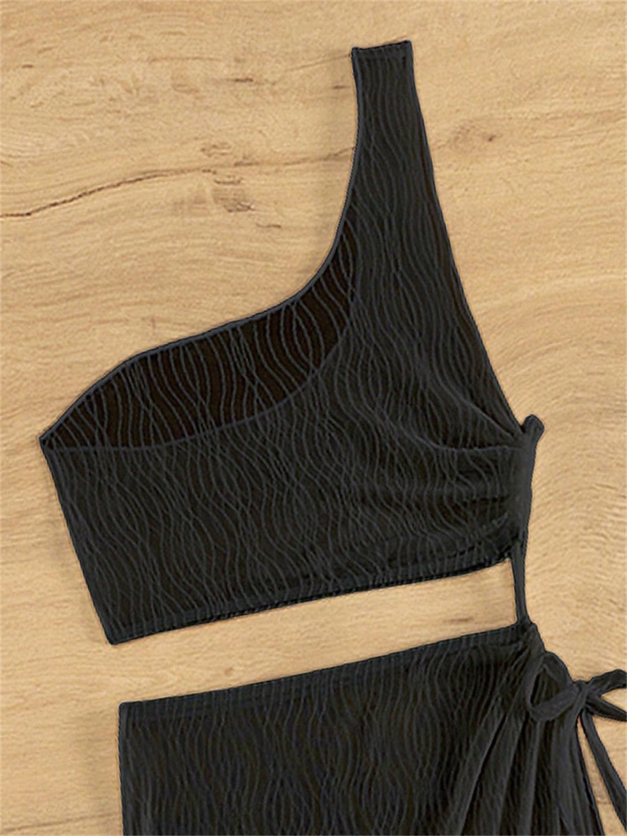 Per donna Costumi da bagno Prendisole Vestito da spiaggia Costume da bagno Tagliato Festività Abbigliamento mare Tinta unica Collo asimmetrico Senza maniche Costumi da bagno del 2025 a $15.49 –P7