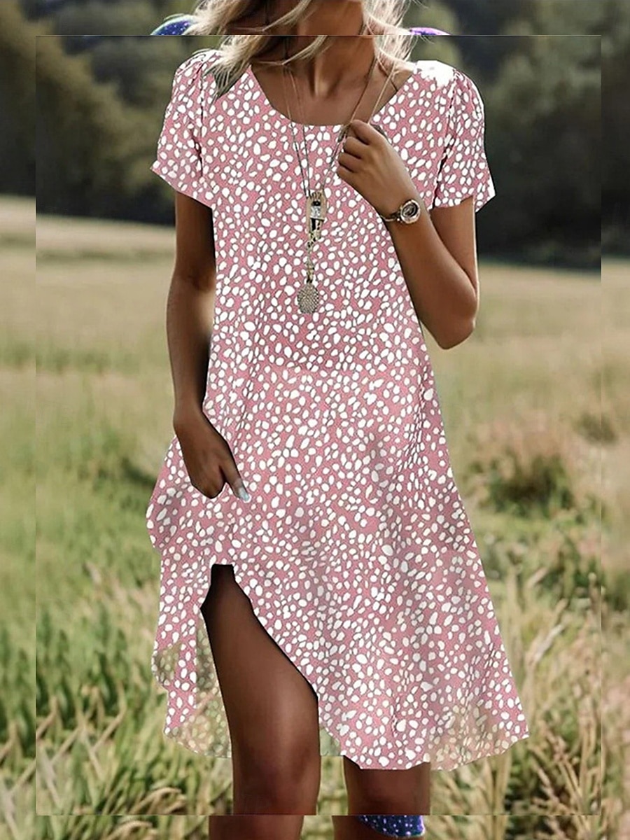 Women's Midi Dress A Line Dress T Shirt Dress Tee Dress Athletic Dress Casual Vacation Daily Regular Fit Graphic Short Sleeve Crew Neck Dark Red Pink Red Burgundy Summer 2025 - $23.99 –P6