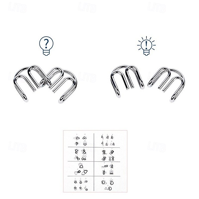 Metal Puzzle Game Set Educational Toy Game Unlock Iron Chain Toy Unlock Link Game Magic Toy Party Nine-Ring Puzzle Intelligence Buckle Lock Kongming Lock halloween christmas gift 2025 - $14.99 –P7