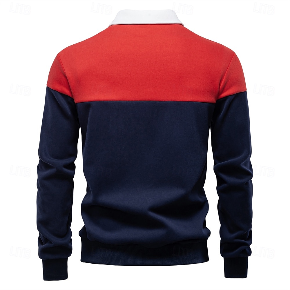 Herr Polo sweatshirt Gul Armégrön Rubinrött Blå Grön Kavajslag Färgblock Ledigt Dagligen Sport Ledigt Vår & Höst Kläder Pull Tröjor Långärmad 2025 - $25.99 –P50