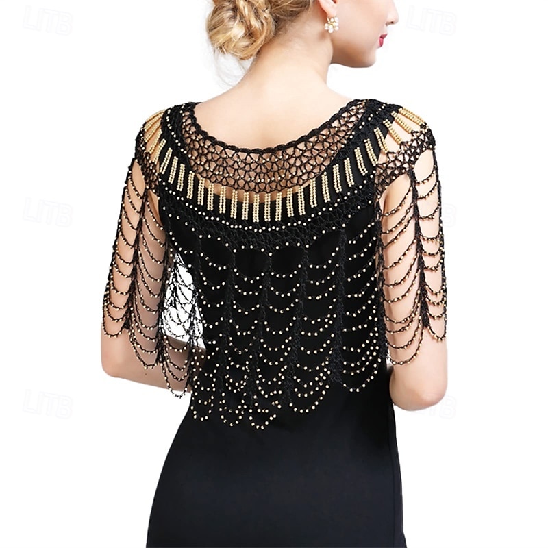 1920-tallet kvinner sjal wraps paljett perler brudesjal flapper aftenkappe 2025 - $26.99 –P3