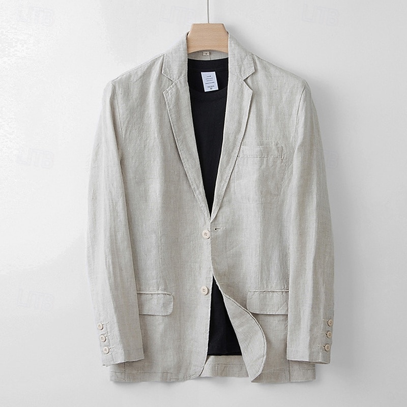Pánské Blazer ze 100% lnu Blejzr Obchod Koktejlový večírek Svatebnívečírek Módní Na běžné nošení Jaro Podzim 100% len Pevná barva Kapsy Knoflíky Pohodlné Jednořadé Blejzr Námořnická modř Khaki Šedá 2025 - $102.99 –P8