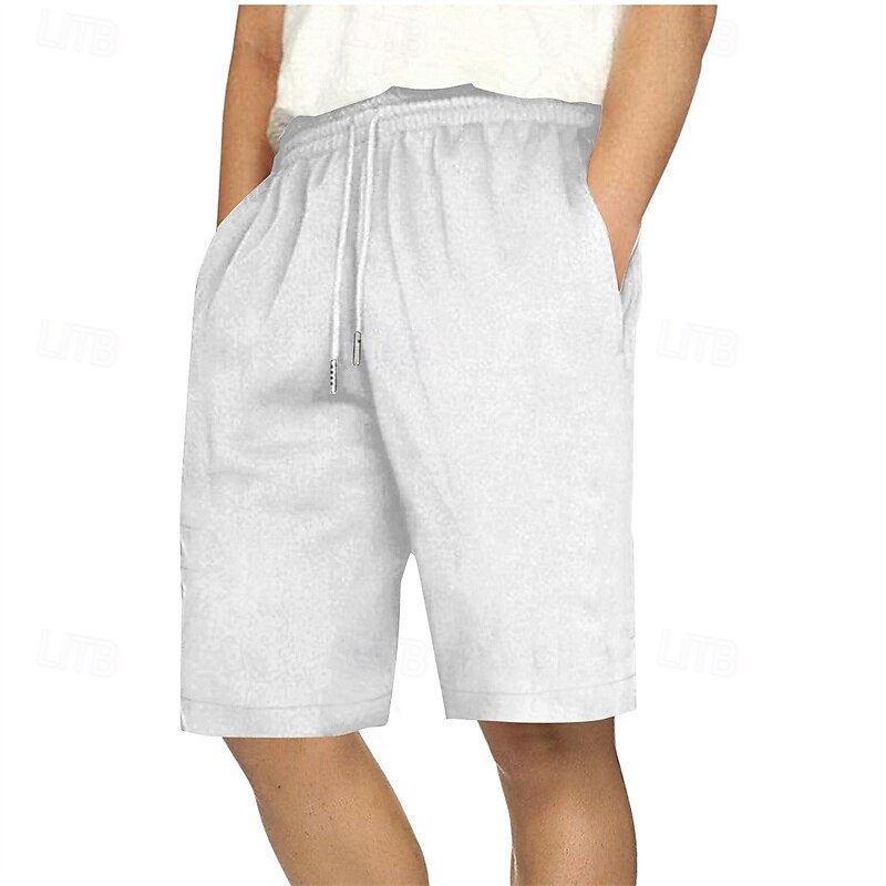 Men's Sweat Shorts Summer Shorts Casual Shorts Pocket Drawstring Elastic Waist Plain Comfort Short Party Daily Fashion Classic Style White Wine Micro-elastic 2025 - $17.99 –P11