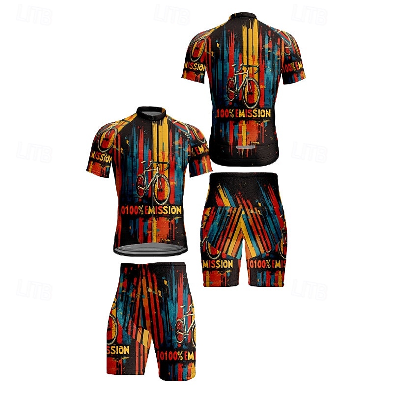 Per uomo Maglia da ciclismo con pantaloncini Manica Corta Mountain Bike MTB Ciclismo su strada Estate Primavera Autunno Nero Rosa Rosso A righe Lettere & Numeri Bicicletta Cerniera Frontale del 2026 a $47.99 –P7