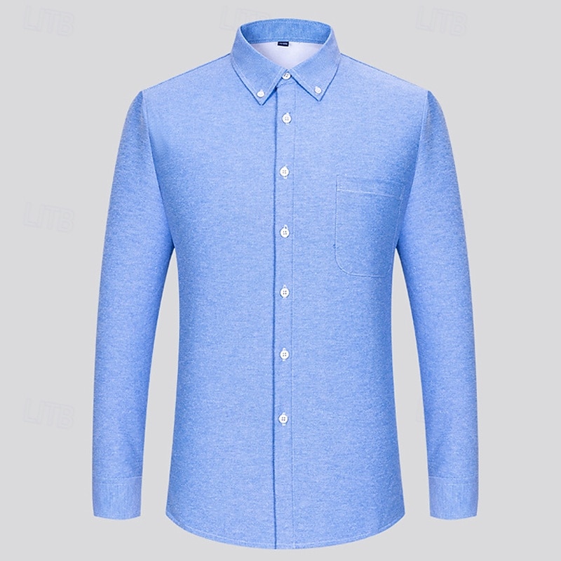 Herr Skjorta Knapp upp skjorta Randig Bröllop Fest Vit Marinblå Blå Himmelsblå Långärmad Kavajslag Höst Vinter Kläder Fleece 2025 - $29.99 –P4