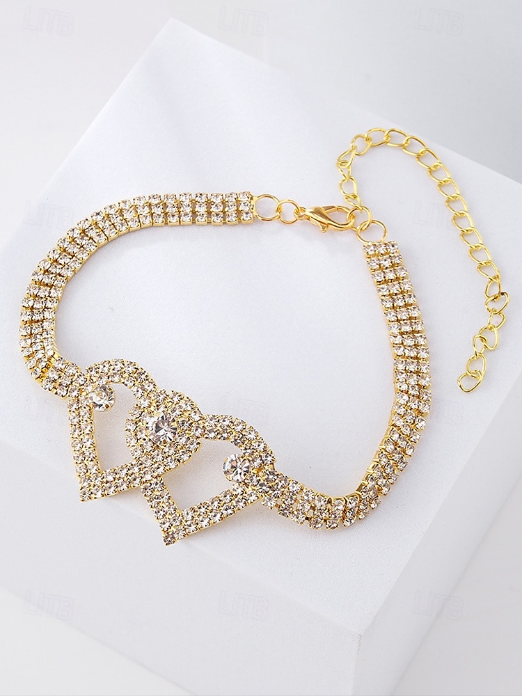 Alloy Zircon Heart-Shaped Anklet and Chain Set for Women – Elegant Bridal Jewelry for Weddings, Parties and Special Occasions 2025 - $9.99 –P6