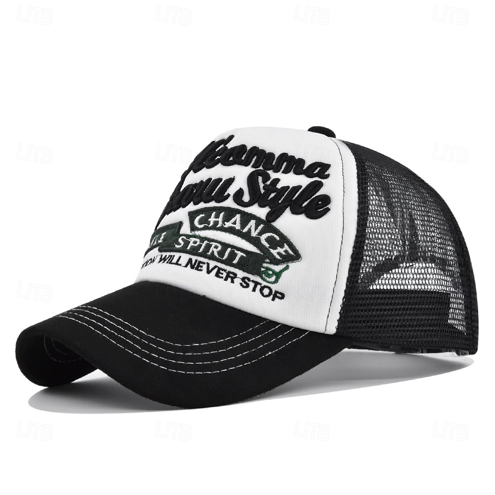 Homens Boné de beisebol Chapéu de sol Chapéu de caminhoneiro Tampa de malha Preto Vinho Algodão Ajustável Moda Roupa Diária Festival Letra Bordado Casual / Diário de 2025 por $9.99 –P11