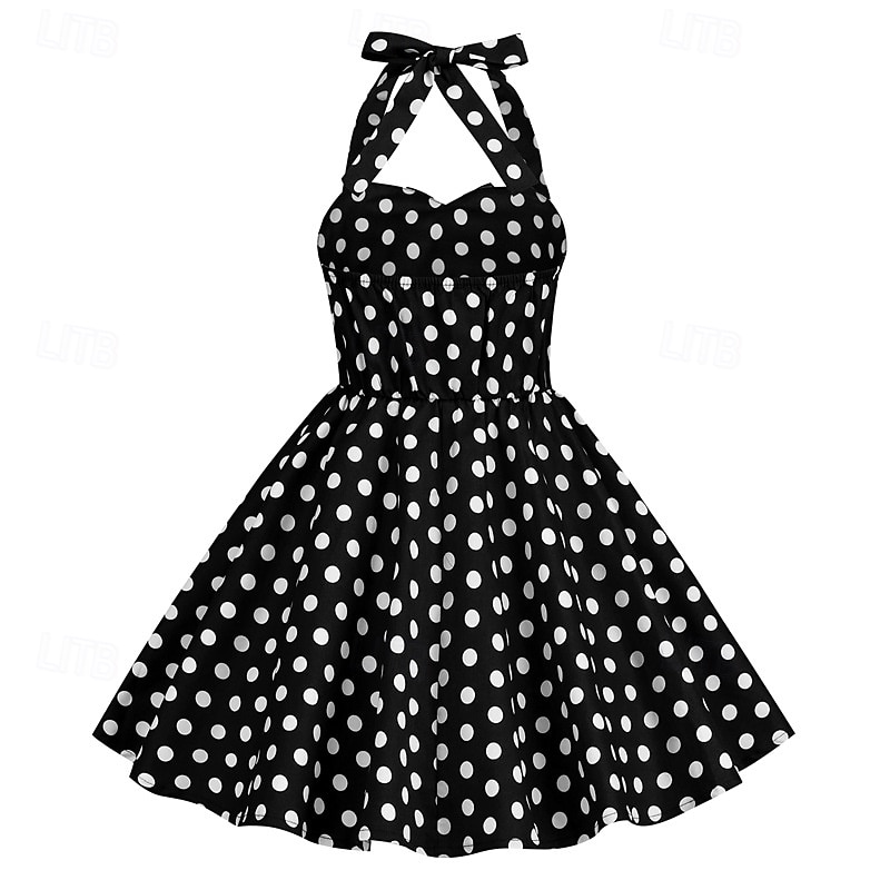 Retro 50. léta Rockabilly Šaty Houpací šaty Puntíky Dívčí Karneval Plesová maškaráda Denní nošení loučení se svobodou nevěsty Dětské Šaty 2025 - $27.99 –P9
