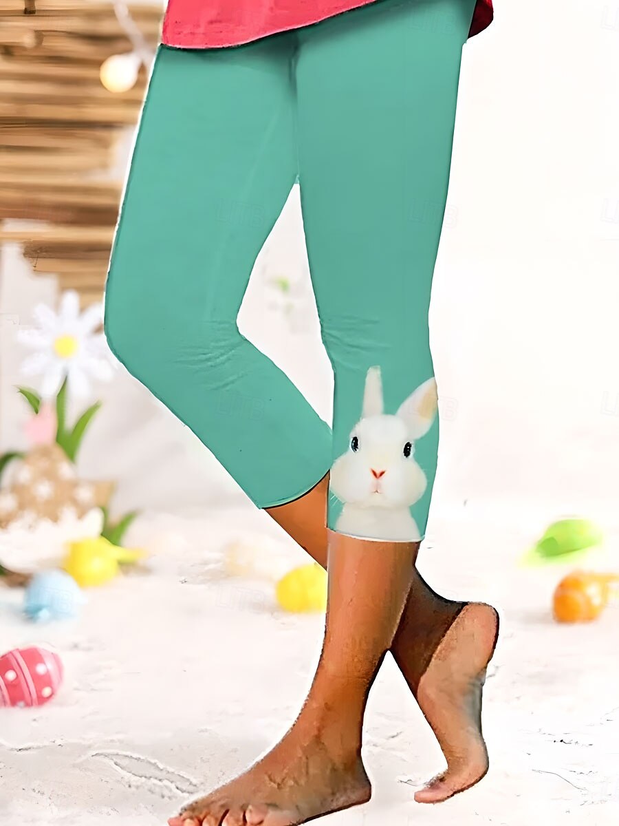 Women's Leggings Capri Pants High Elasticity Fashion Streetwear Full Length High WaistPantsEaster Animal Printing Thermal Warm Breathable Soft Outdoor Daily Green Fall Winter Regular Fit 2025 - $18.99 –P1