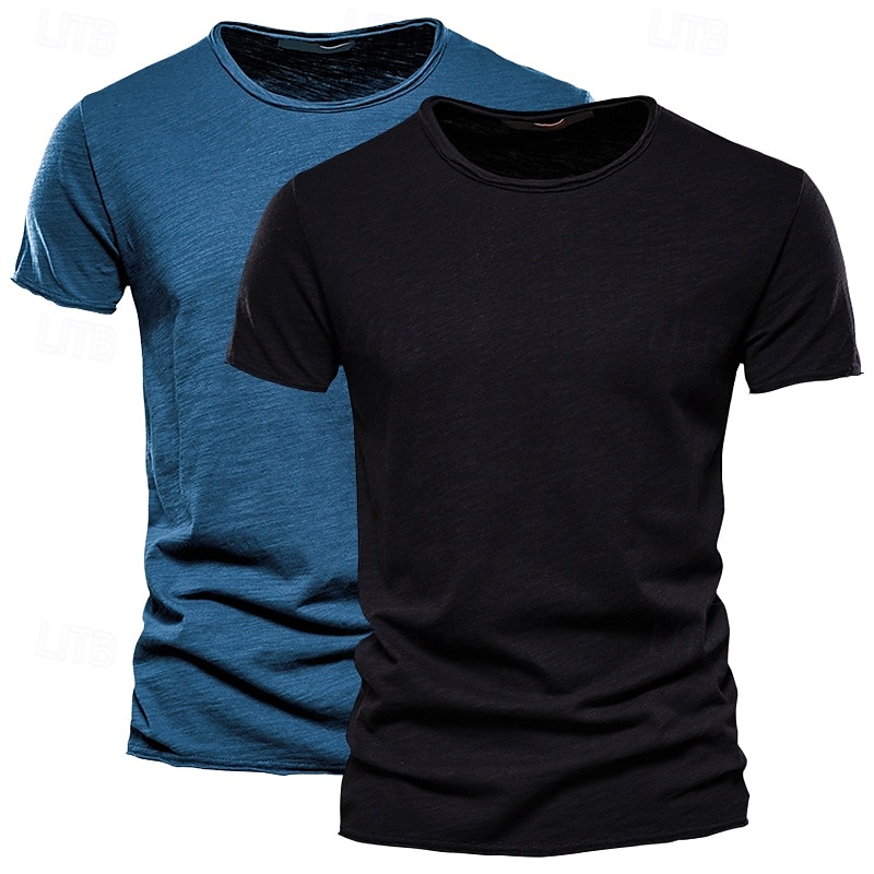 Homens Camiseta T-shirt Camiseta de bambu Manga Curta Gola Redonda Verão Tecido Moda Designer Básico Estilo Clássico Férias Rua Para Noite Preto+ Cáqui Branco+Verde Exército Azul+Caqui Top Tee para de 2025 por $27.99 –P3