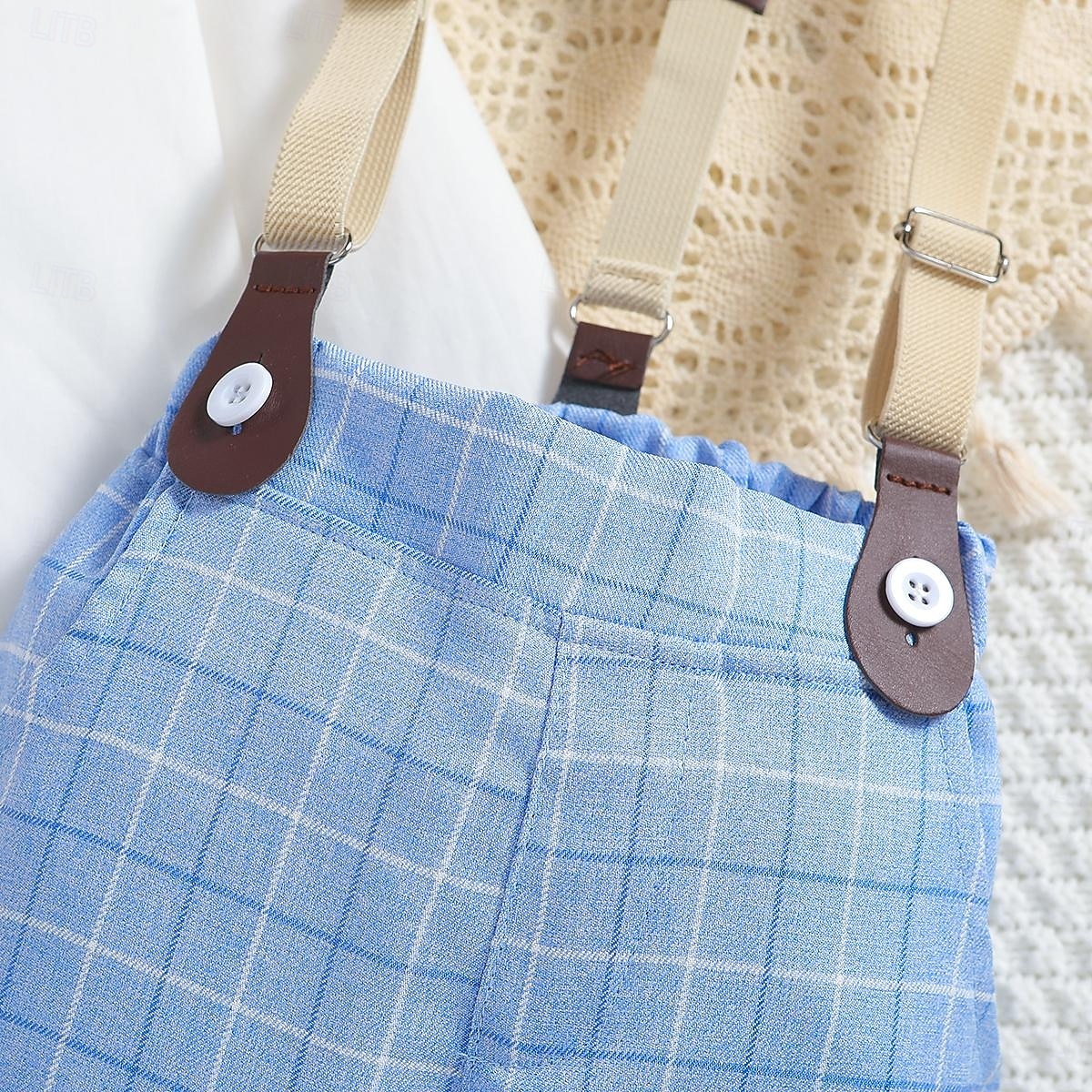 3 osainen Sormuspojan puku Poikien Lapset Taapero Paita ja housut Koulu Muodollinen Vuosipäivä Muoti Lempeä Skottiruutukuvio V kaula-aukko Valkoinen Puuvilla 2025 - $26.99 –P4
