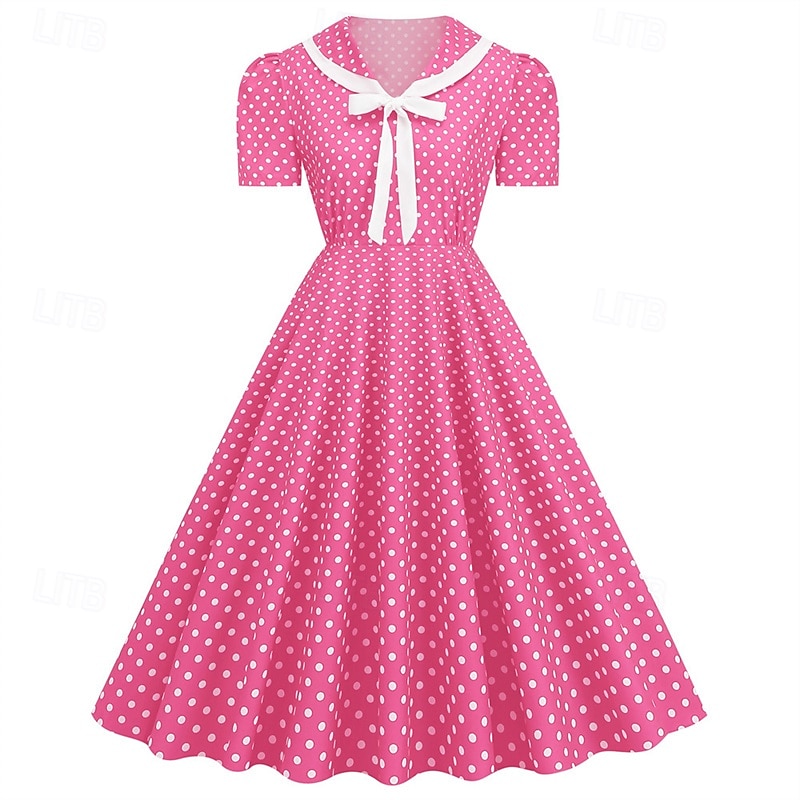 Retro 50. léta Rockabilly Šaty Houpací šaty Maškarní kostým Dámské Karneval Plesová maškaráda Denní nošení loučení se svobodou nevěsty Dospělé Šaty Šaty pro návrat domů 2025 - $23.99 –P4