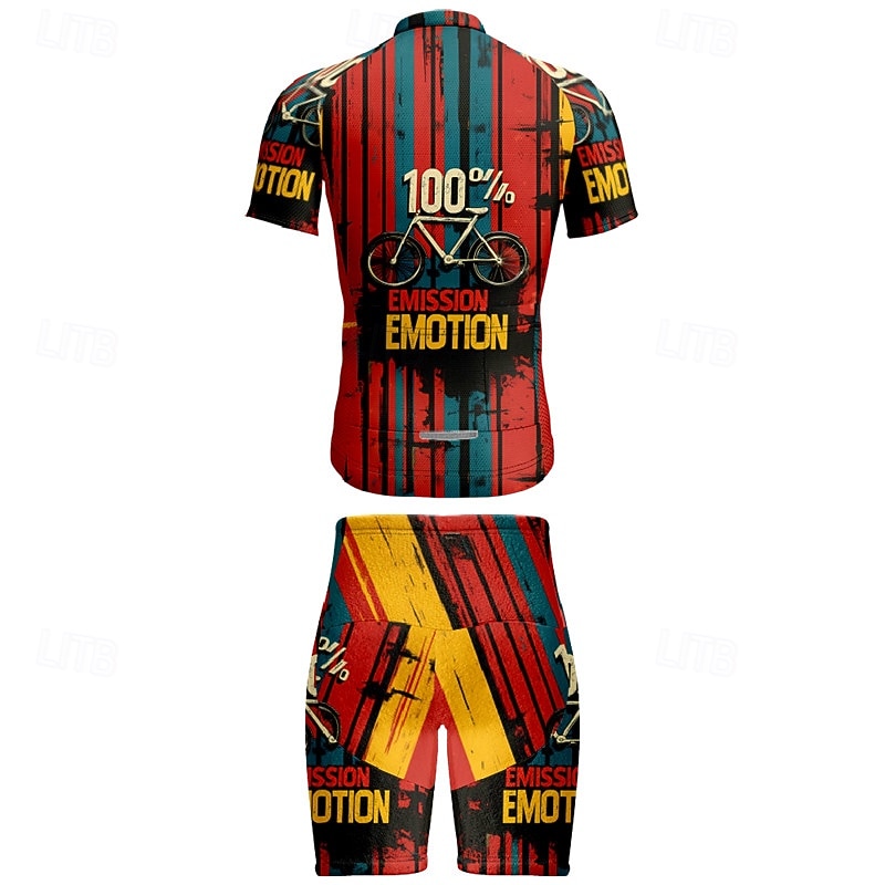 Per uomo Maglia da ciclismo con pantaloncini Manica Corta Mountain Bike MTB Ciclismo su strada Estate Primavera Autunno Nero Rosa Rosso A righe Lettere & Numeri Bicicletta Cerniera Frontale del 2026 a $47.99 –P9