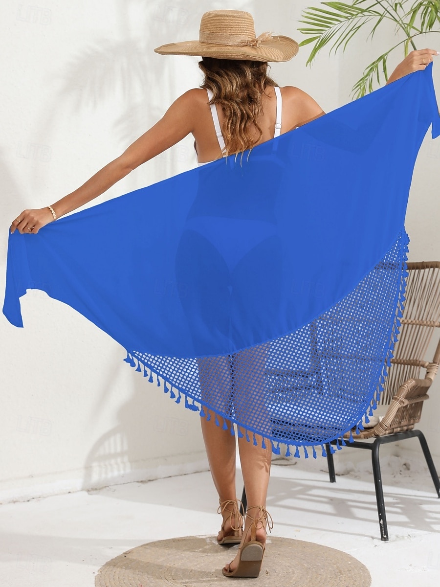 Kostium kąpielowy damski okrycie wierzchnie owinięcie frędzle wakacyjne wdzianko plażowe jednolity kolor bez rękawów kostiumy kąpielowe 2026 - $22.99 –P6