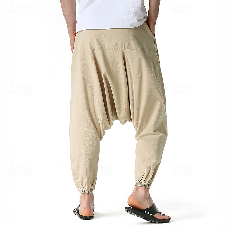 Hombre Persona que practica jogging Pantalones de algodón Pantalones Pantalones de playa Pantalones Harem Bolsillo Correa Cintura elástica Plano Comodidad Transpirable Vacaciones Diario Festivos 2025 - $23.99 –P15