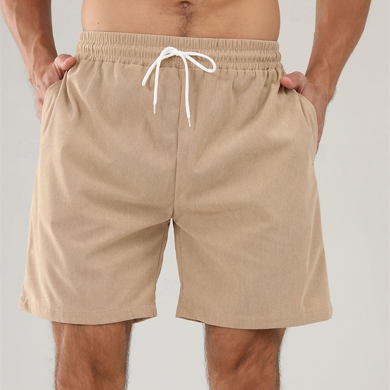Per uomo Pantaloncini Pantaloncini estivi Pantaloncini casual Pantaloncini di velluto a coste Tasche A cordoncino Vita elastica Liscio Comfort Traspirante Breve Esterno Da mare Sport Informale Nero del 2026 a $16.49 –P13