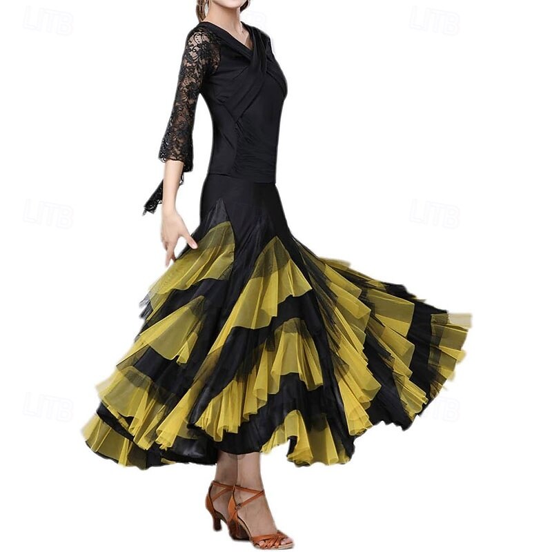gonna lunga elegante da ballo latino da donna con orlo a strati del 2026 a $58.99 –P6