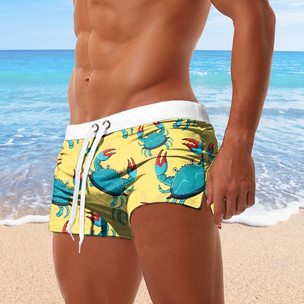 Men's Crab Shrimp Swim Trunks Swim Shorts Board Shorts Mid Waist 3D Print Hawaiian Surfing Holiday Beach Drawstring with Mesh lining Elastic Waist Designer Clothing Apparel 2025 - $19.99 –P3