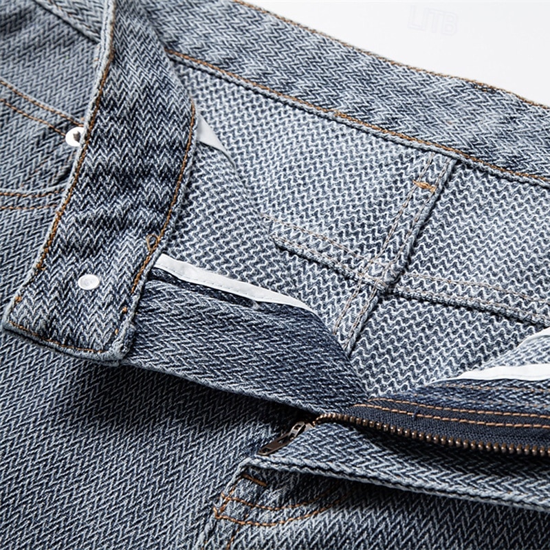 Herre Jeans Dongerishorts Knapper Lomme Gradert Knelengde utendørs Feriereise Avslappet Ferie Årgang Blå Grå Mikroelastisk 2025 - $20.99 –P9