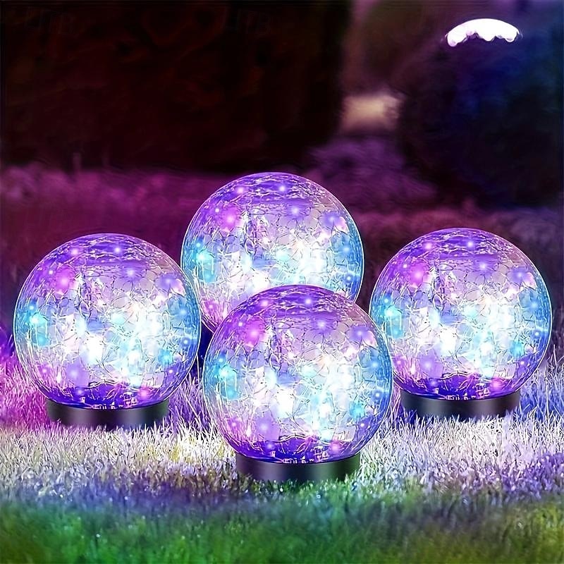 2 Pcs 12CM-35Lets Outdoor Solar Cracked Glass Ball Ground Plug in Light Courtyard Garden Lawn Path Wedding Festival Atmosphere Decorative Light 2026 - $29.99 –P13