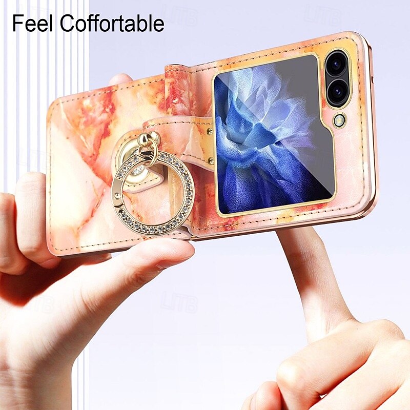телефон Кейс для Назначение SSamsung Galaxy Z-флип 6 Z Flip 5 Z Flip 4 Z Flip 3 Кейс на заднюю панель Кольца-держатели Защита от удара Ретро Кожа PU 2025 - $25.99 –P7