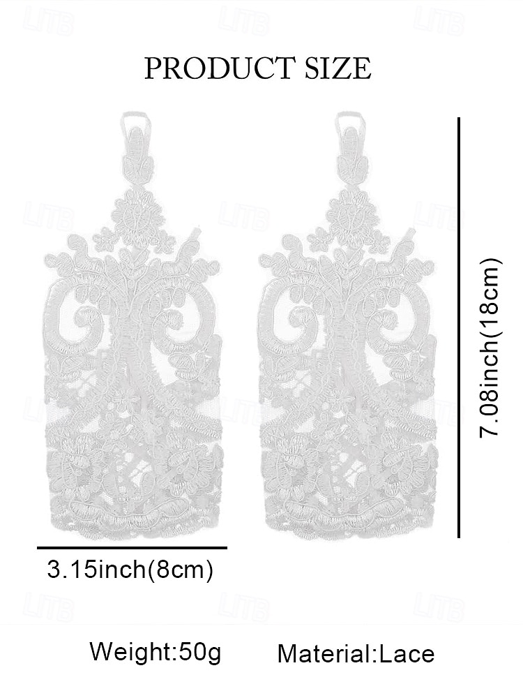 элегантные белые кружевные свадебные перчатки – винтажные свадебные перчатки без пальцев с цветочной вышивкой для невест и официальных мероприятий 2026 - $9.99 –P5