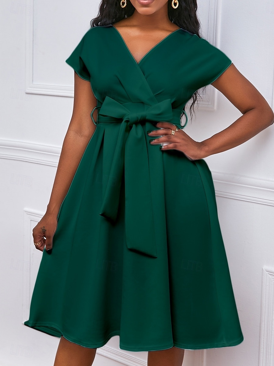 Kentucky Derby Dámské Midi šaty Áčkové šaty Letní šaty Fit A Flare šaty Semiformální šaty Kentucky Derby Svatební host Koktejlový večírek Běžný Grafika Krátký rukáv Do V Černá Bílá Žlutá Rubínov 2025 - $39.99 –P4