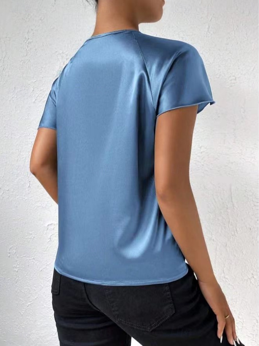 Kvinnes Camisole Tank Top Ensfarget Elegant Stilren Kortermet V U-ring Regular Topper Bryllupsgjest Arbeid Svart Rosa Marineblå Grønn Khaki Sommer Vår 2025 - $19.99 –P10