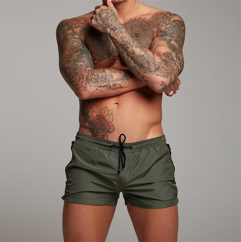 Homens Calção Justo de Natação Shorts de Natação Bermuda de Surf Calças Com Cordão Com bolsos Natação Surfe Praia Esportes Aquáticos Cor Sólida Verão Primavera de 2025 por $16.99 –P7